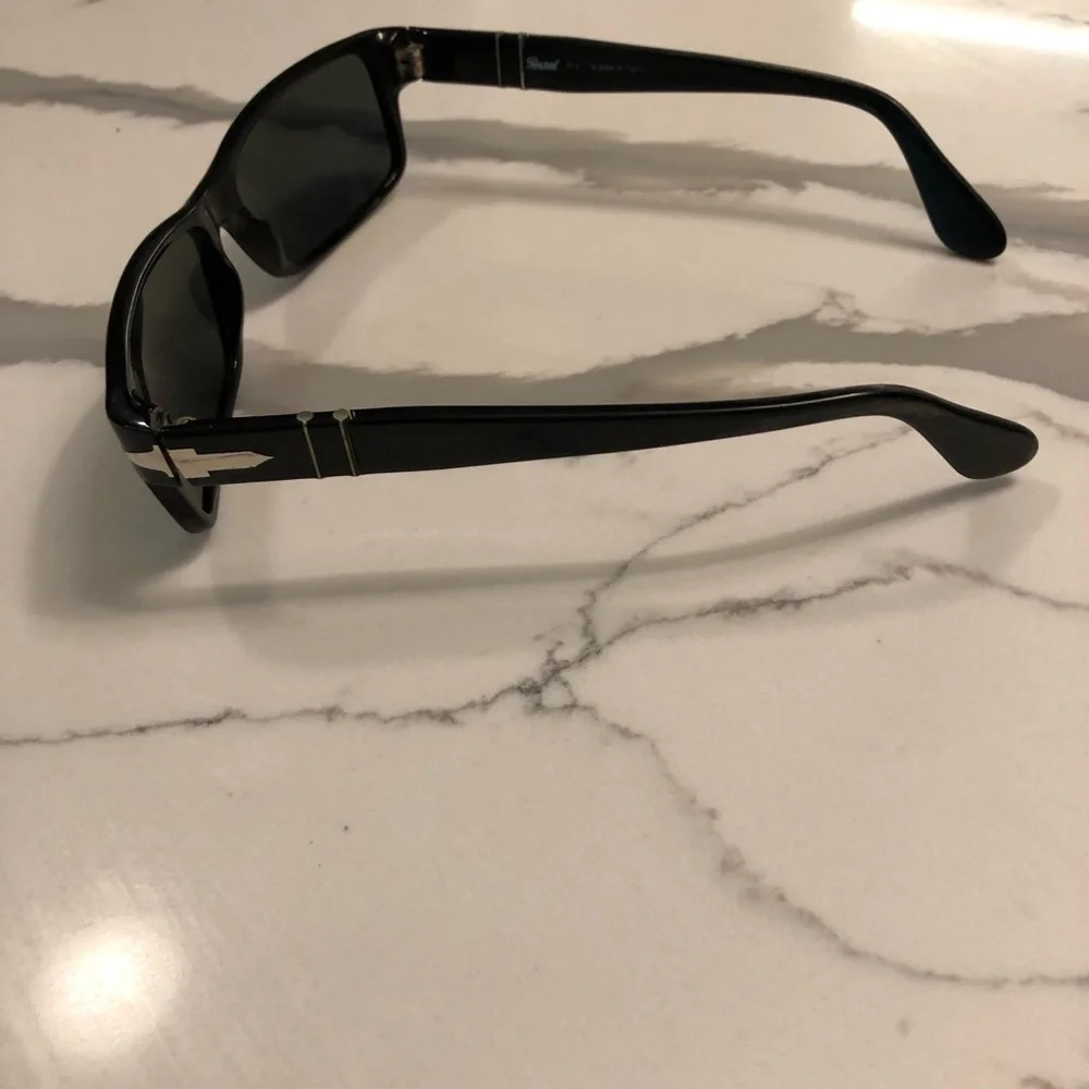 Persol Black Rectangular Sunglasses with Case